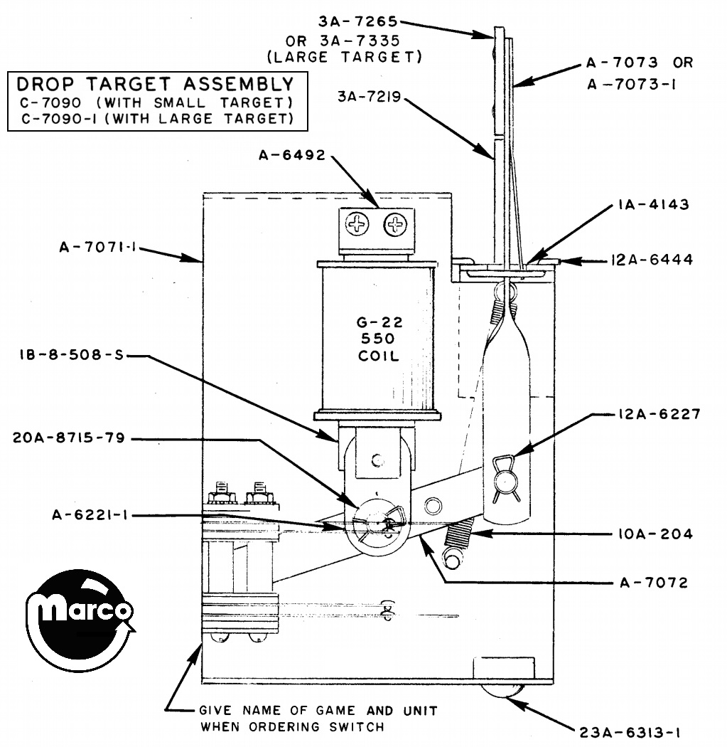 Drop target assembly Williams single large