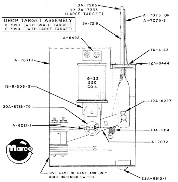 Drop target assembly Williams single large