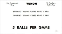 YUKON (Williams) Score cards (8)