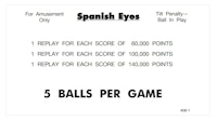 SPANISH EYES (Williams) Score Cards (4)