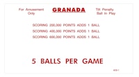 GRANADA (Williams) Score cards (4)