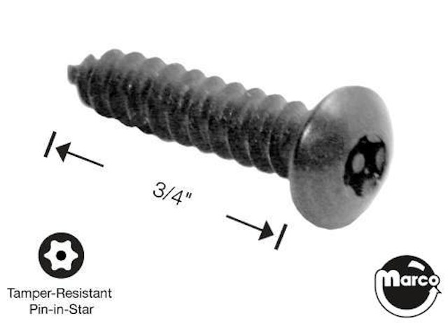 Sheet metal screw #8 X 3/4 inch tamper Torx w/pin button head