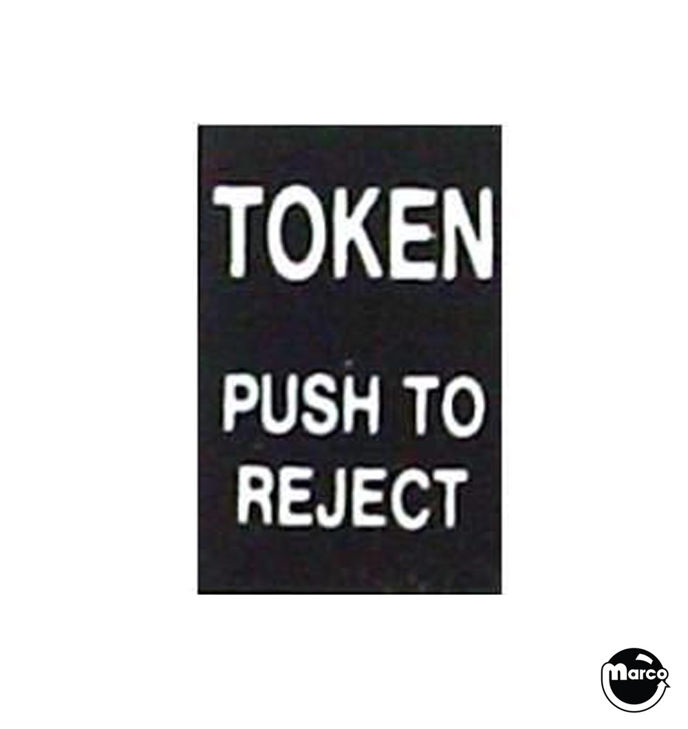 Coin Slot TOKEN PUSH TO REJECT Decal