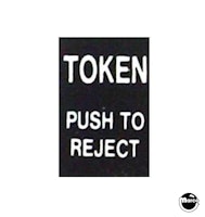 Coin Slot TOKEN PUSH TO REJECT Decal