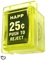 Coin entry pushbutton 25&cent; yellow Happ