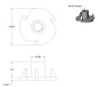 T-Nut 8-32 1/4" barrel - 19/32" base