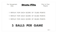 STRATO-FLITE (Williams) Score Cards (6)