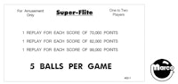 SUPER FLITE (Williams) Score Cards (6)