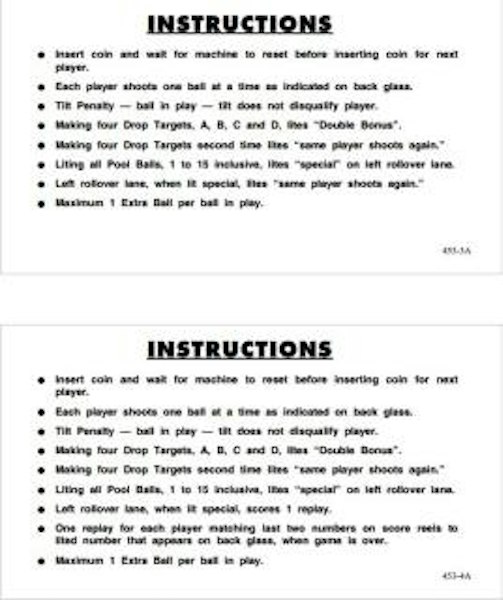 453-1A - STAR POOL (Williams 1974) Score Cards - Marco Specialties ...