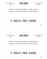 BIG BEN (Williams) Score Cards (5)