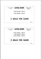 LITTLE CHIEF (Williams) Score Cards (10)
