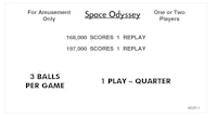 SPACE ODYSSEY (Williams) Score Cards (5)