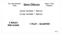 SPACE ODYSSEY (Williams) Score Cards (5)
