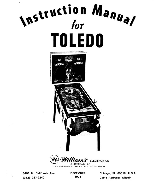 TOLEDO (Williams) Manual/schematic
