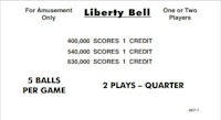 LIBERTY BELL (Williams) Score Cards (8)
