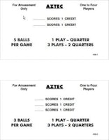 AZTEC (Williams) Score cards (2)