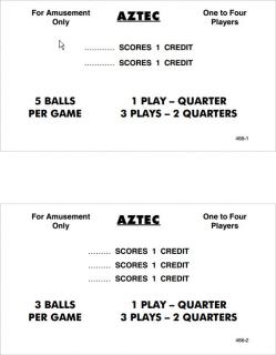 AZTEC (Williams) Score cards (2)
