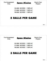 SPACE MISSION (Williams) Score Cards (5)