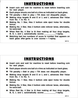 LIBERTY BELL (Williams) Score Cards (8)