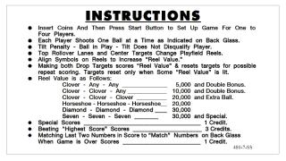 LUCKY SEVEN (Williams) Score Cards (4)