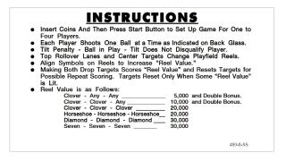 LUCKY SEVEN (Williams) Score Cards (4)
