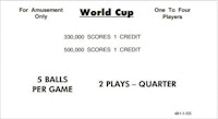 WORLD CUP (Williams) Score cards