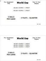 WORLD CUP (Williams) Score cards