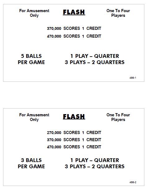 FLASH (Williams) Score Cards (4)