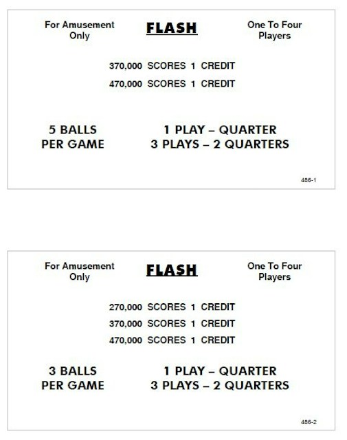 FLASH (Williams) Score Cards (4)