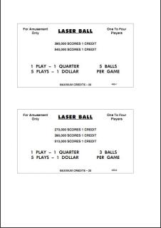 LASER BALL (Williams) Score Cards (4)