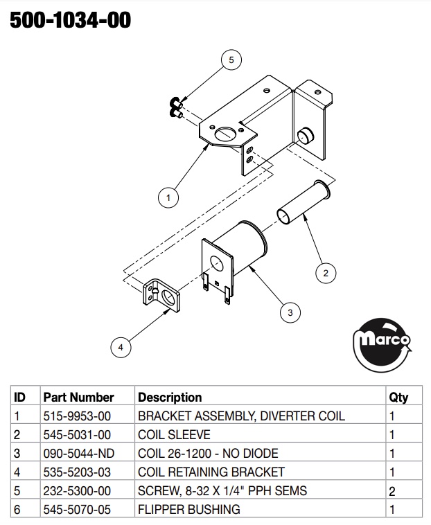 BATMAN 66 (Stern) Diverter coil and bracket