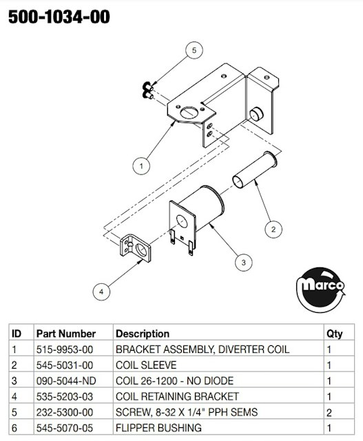 BATMAN 66 (Stern) Diverter coil and bracket