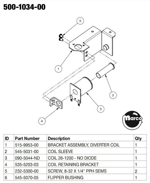 BATMAN 66 (Stern) Diverter coil and bracket