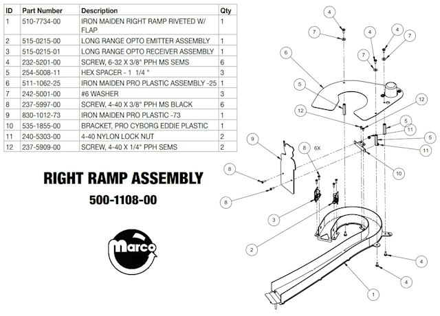 IRON MAIDEN PRO (Stern SPI) Ramp assembly right