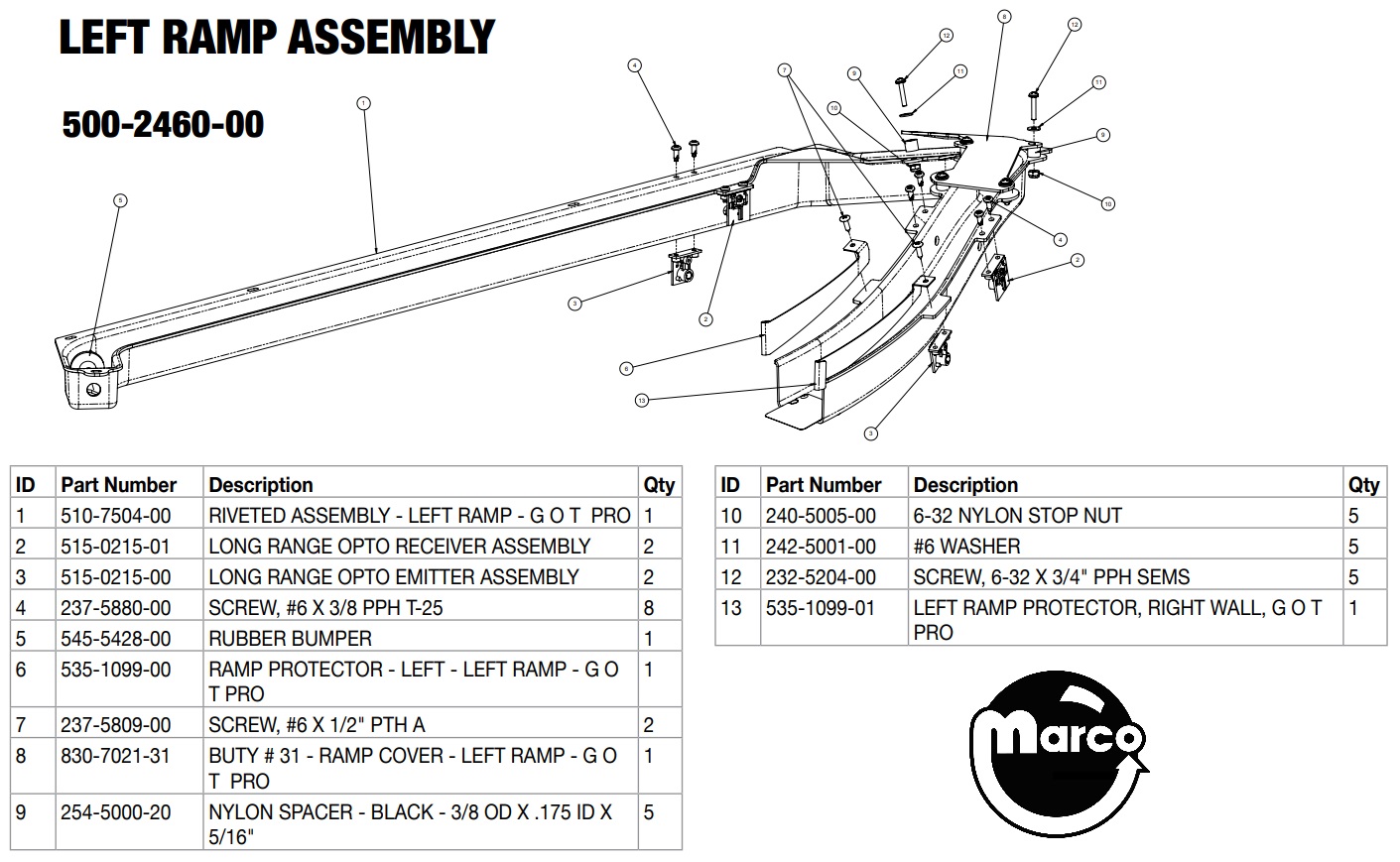 GAME OF THRONES PRO (Stern) Ramp left assembly