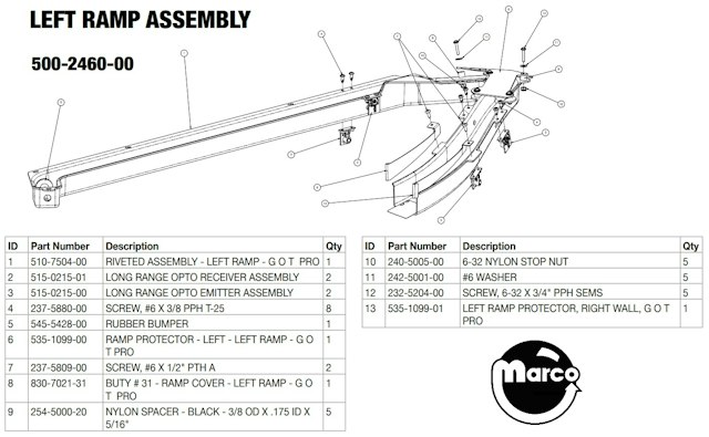 GAME OF THRONES PRO (Stern) Ramp left assembly