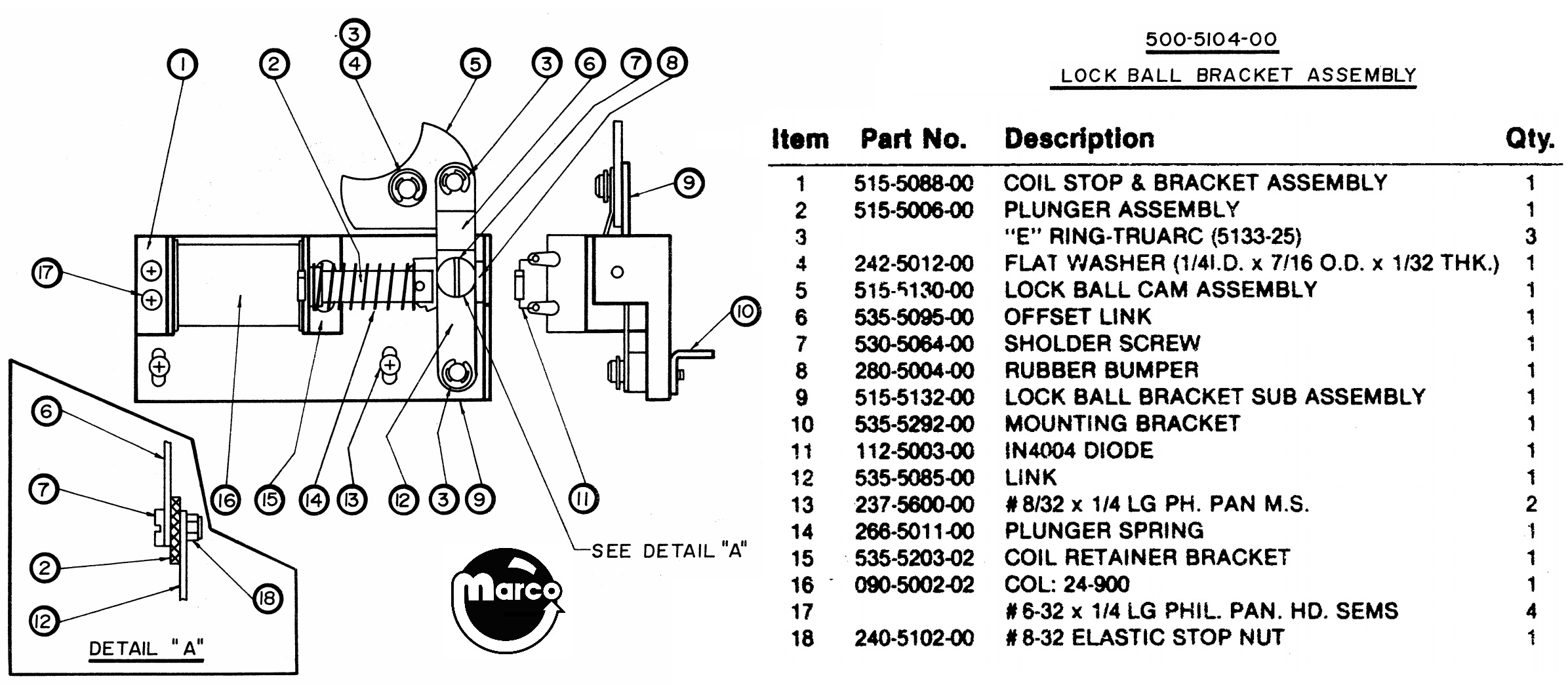 Lock ball assembly Data East
