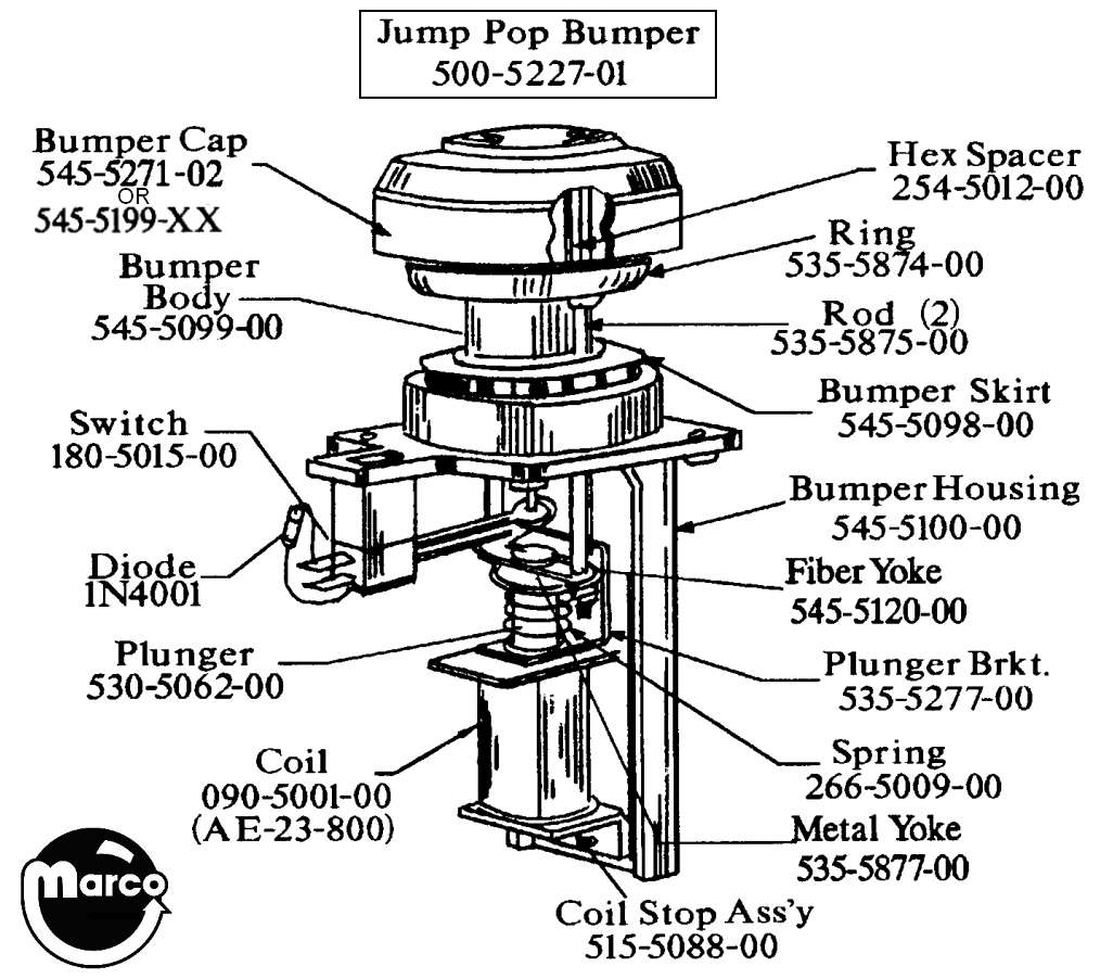 Jump pop bumper assembly Data East