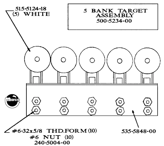 Target assembly Data East 5 bank