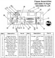Flipper assembly Data East left