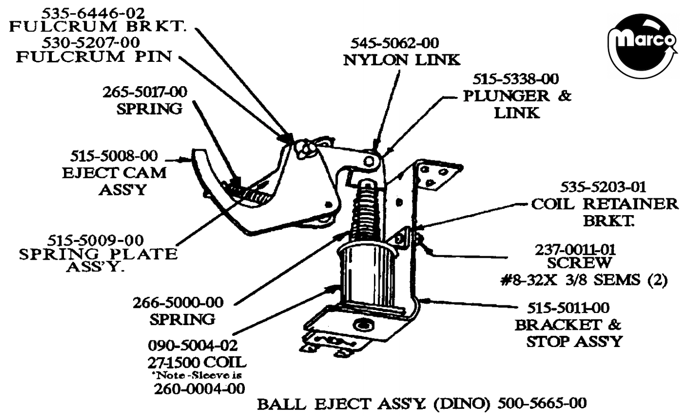 Ball eject assembly Data East / Sega
