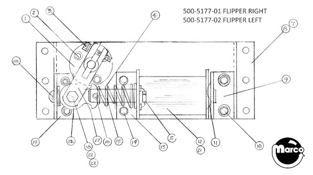 Flipper assembly Data East right lower
