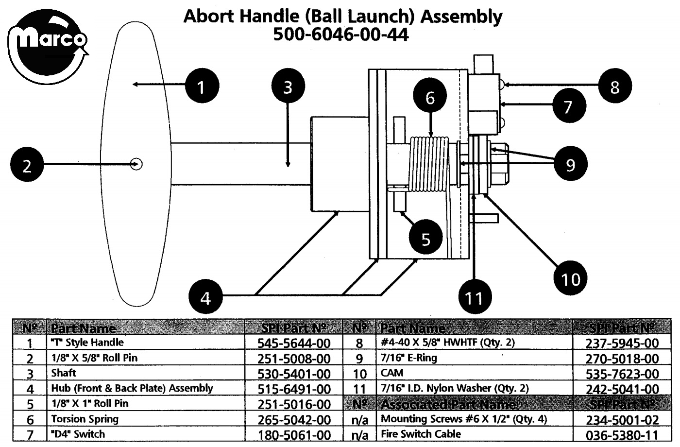 500-6046-00-44 - APOLLO 13 (Sega) Abort handle ball launch