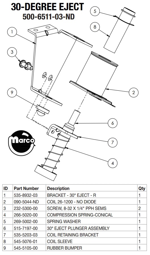 Eject assembly 30° Stern right 090-5044-ND