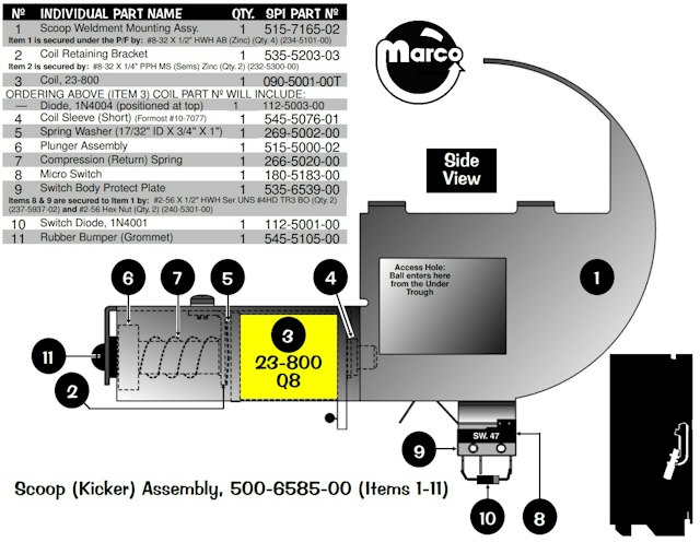 ROLLER COASTER TYCOON (Stern) Scoop kicker assembly
