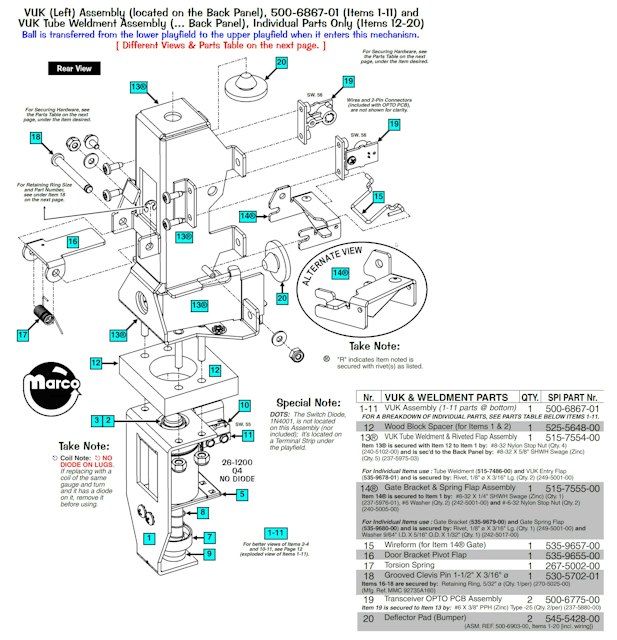 Upkicker assembly - VUK Assembly