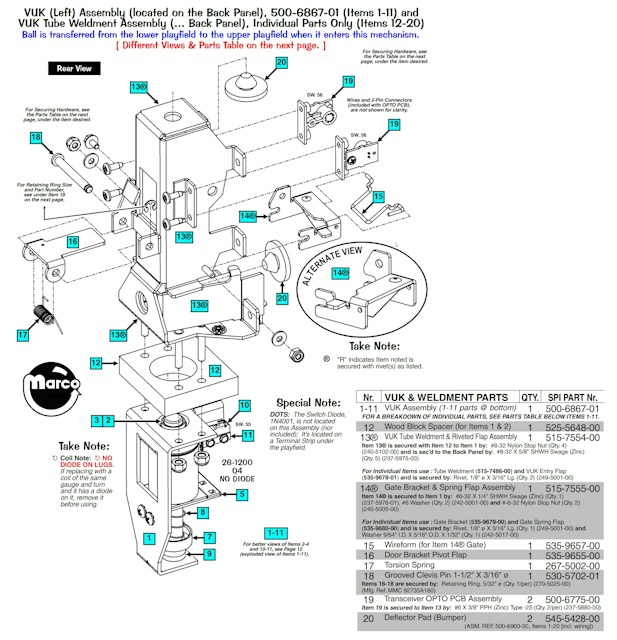 Upkicker assembly - VUK Assembly