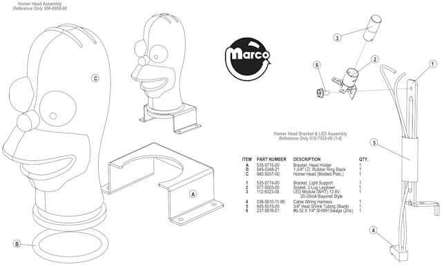 SIMPSONS KOOKY CARNIVAL (Stern) Homer head assembly