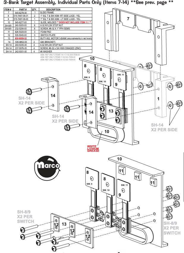 SPIDERMAN (Stern) Moving 3 bank target assembly