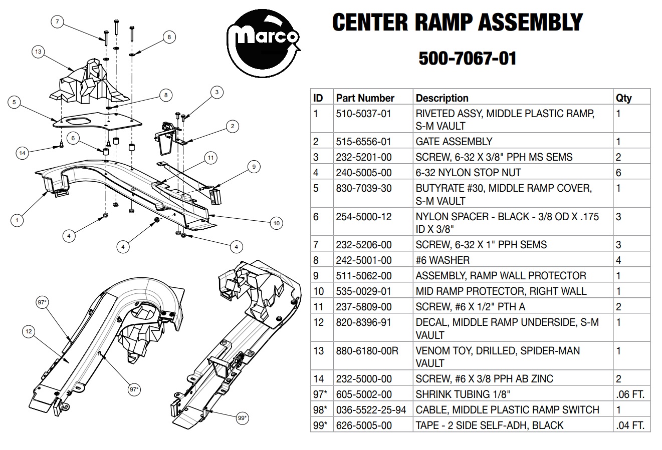 SPIDERMAN VAULT (Stern) Ramp assembly center